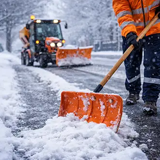 Winterdienst in Halle – Schneeräumung und Streufahrzeug